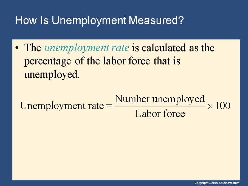 How Is Unemployment Measured? The unemployment rate is calculated as the percentage of the